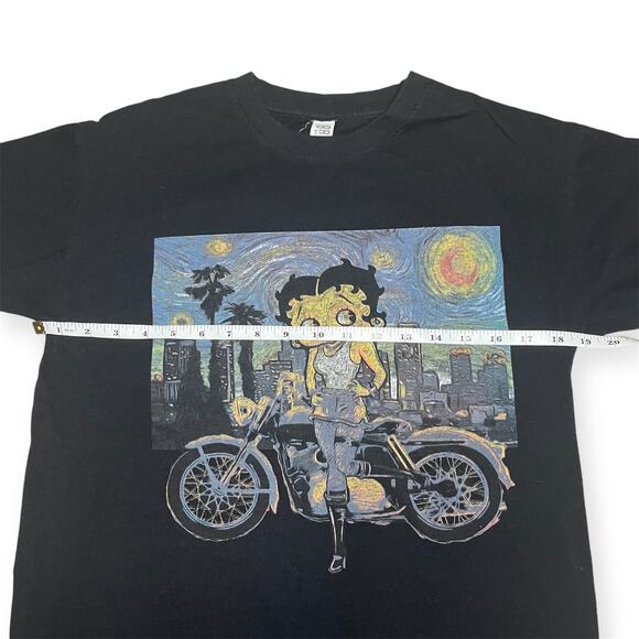 Brisco Brands Betty Boop Starry Night Van Gogh Motorcycle Tshirt Size Medium - Picture 3 of 7